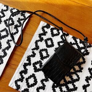 FLAW Y2k Mini Micro Black Crossbody Bag Faux Crocodile Tiny Purse